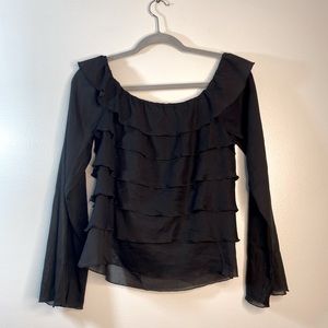 Black Ruffle Blouse